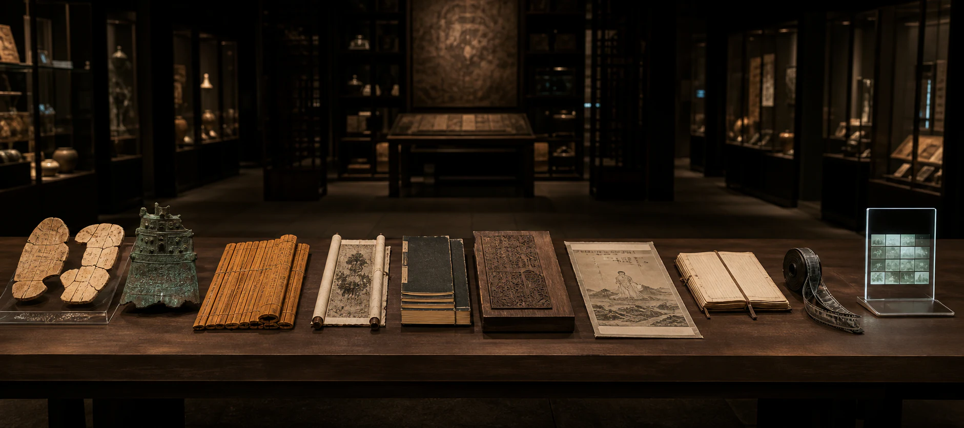 从甲骨、青铜、竹简、刻本到数字档案的材料发展序列